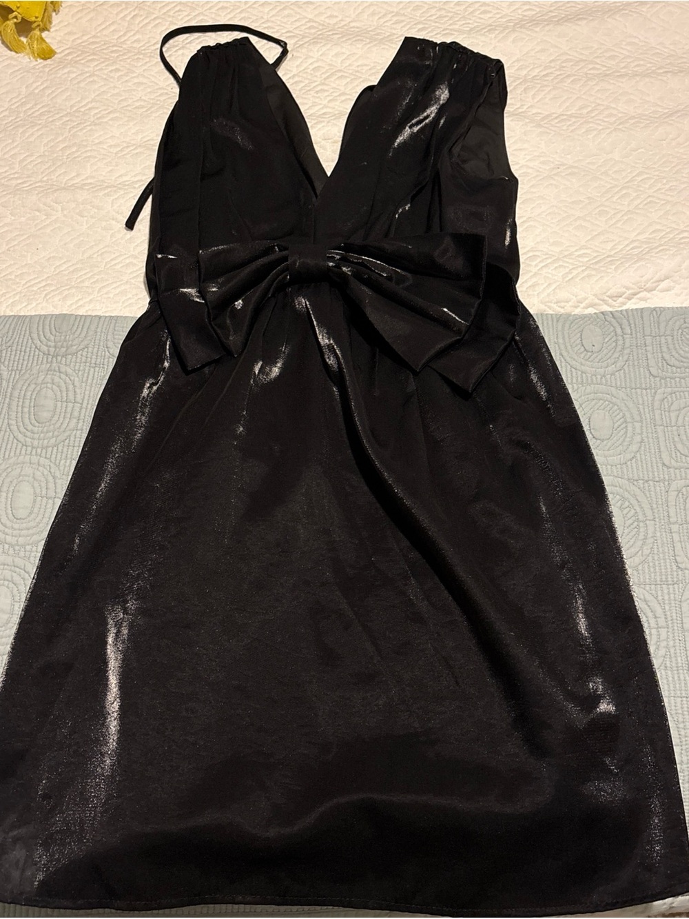 entro Black Shimmer Halter Dress with Bow